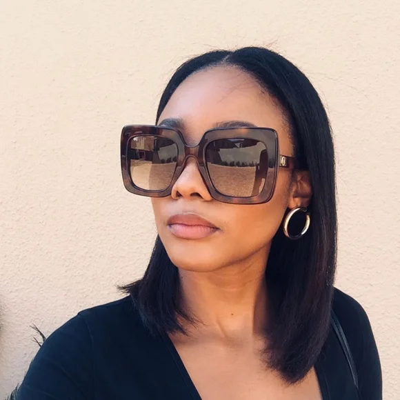 New Authentic Gucci GG0328S 002 Havana Brown Oversized Square Sunglasses New - Gucci Oversized Square Havana Brown GG0328s 002  main image 4